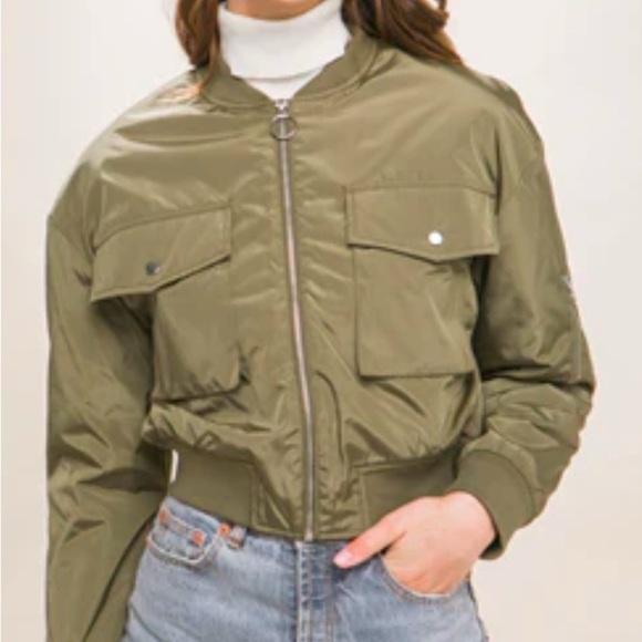AEROPOSTALE Bomber Jacket Army Green - Picture 1 of 12